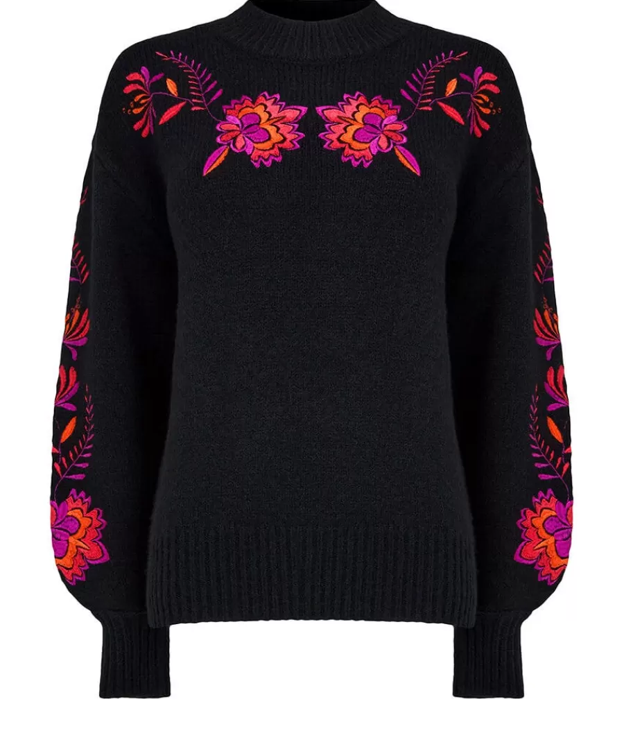 Cheap Joe Browns Stunning Florals Embroidered Jumper Black