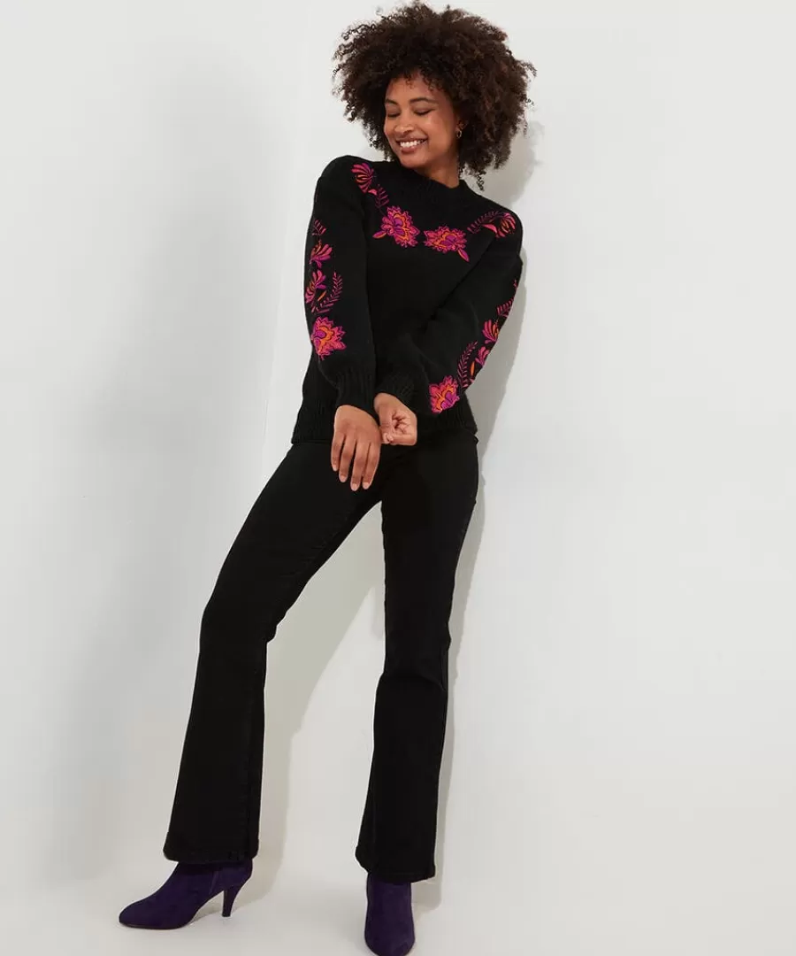 Cheap Joe Browns Stunning Florals Embroidered Jumper Black