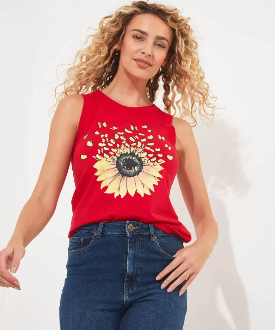 Outlet Joe Browns Summer Sunflower Vest Red