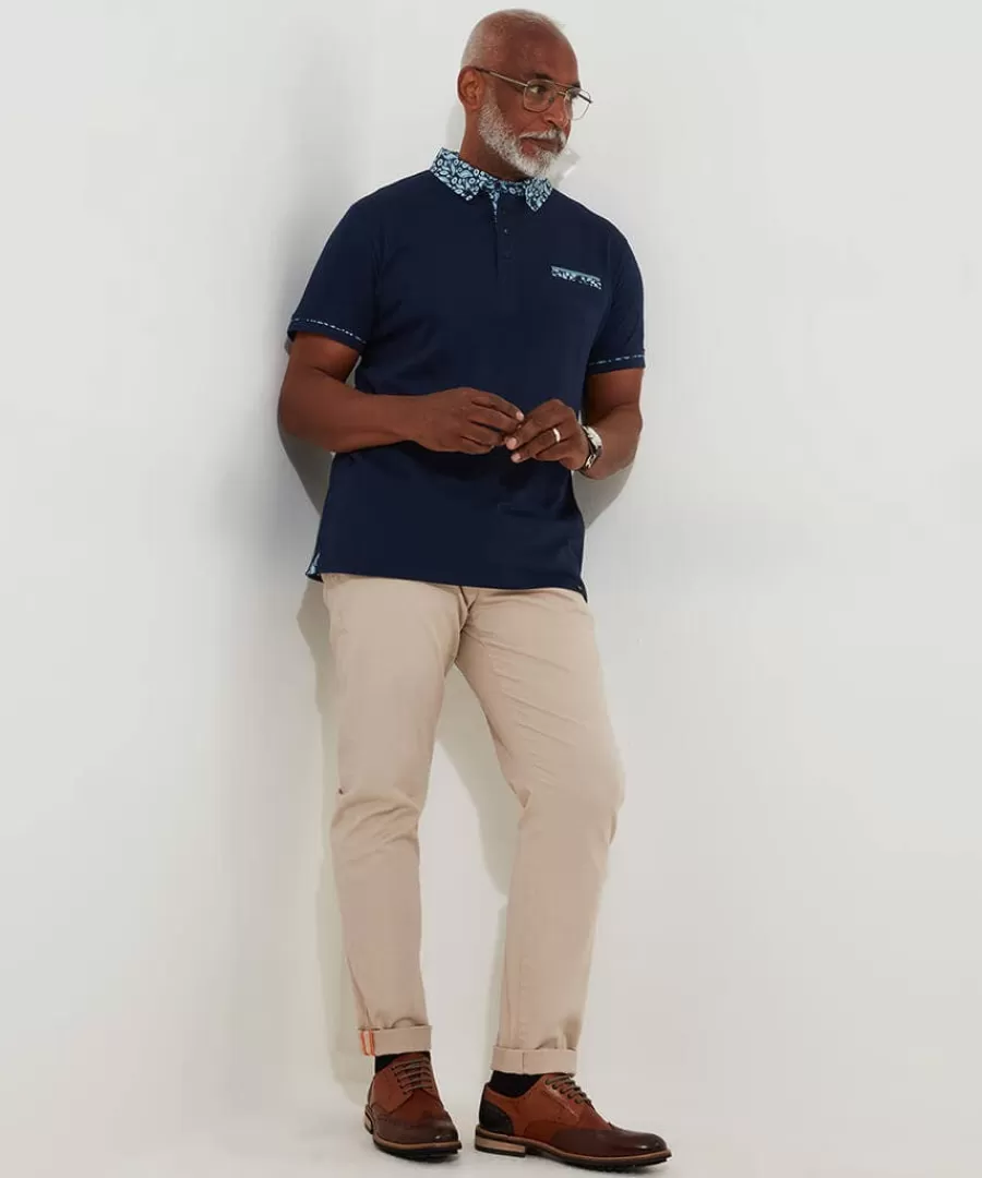 Hot Joe Browns Superb Smart Polo Shirt Blue / Brown