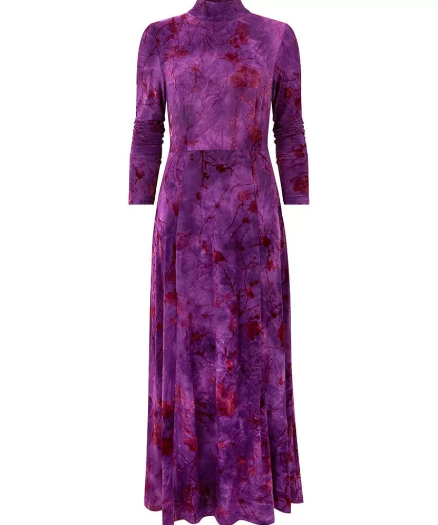 Clearance Joe Browns Truly Remarkable Flocked Jersey Dress Purple