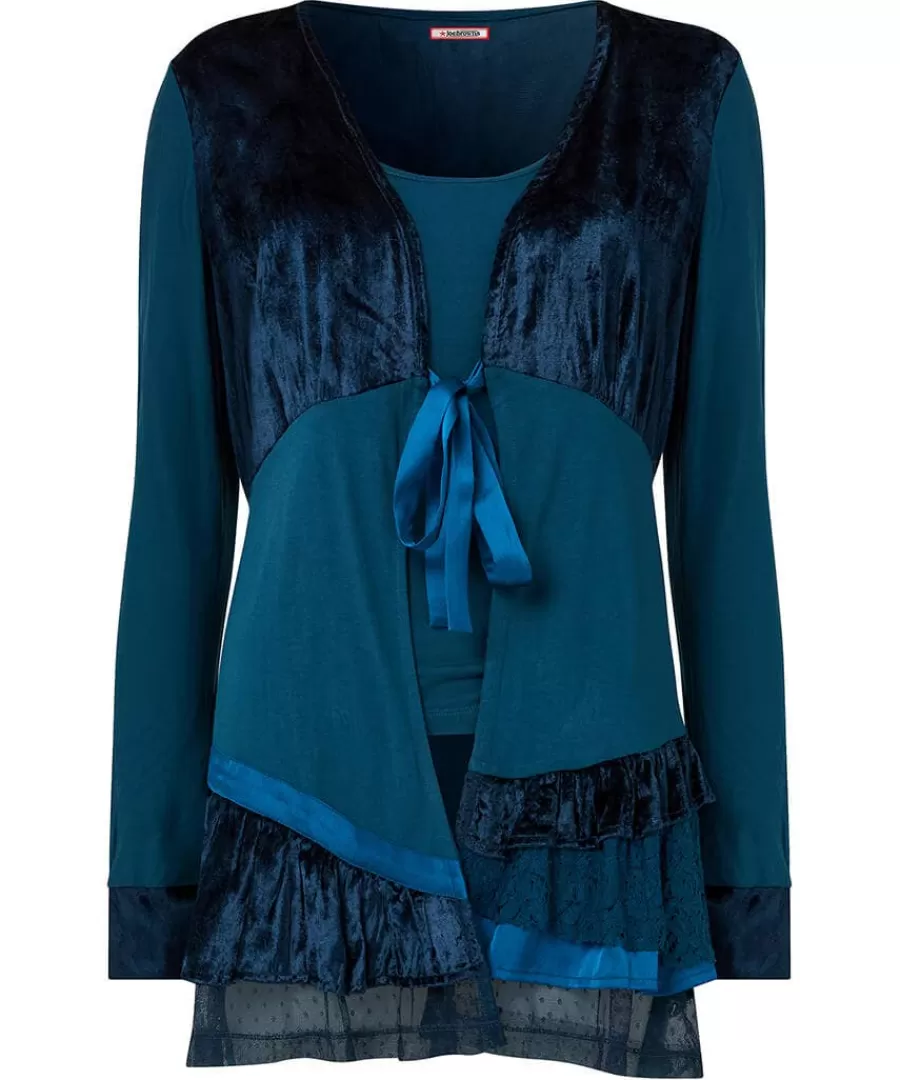 New Joe Browns Valerie Velour Cutabout Top Teal