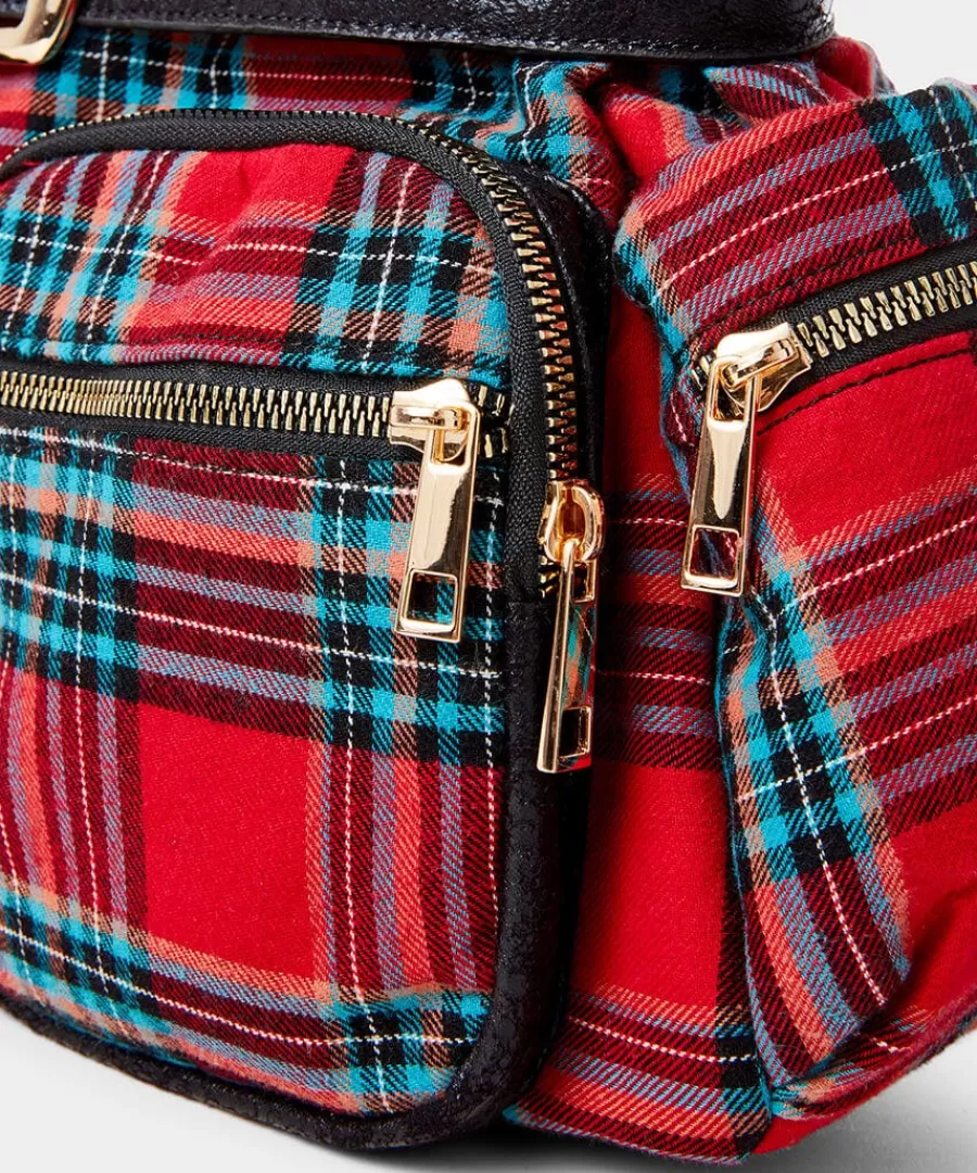 Hot Joe Browns Vintage Alley Check Bag Red Multi