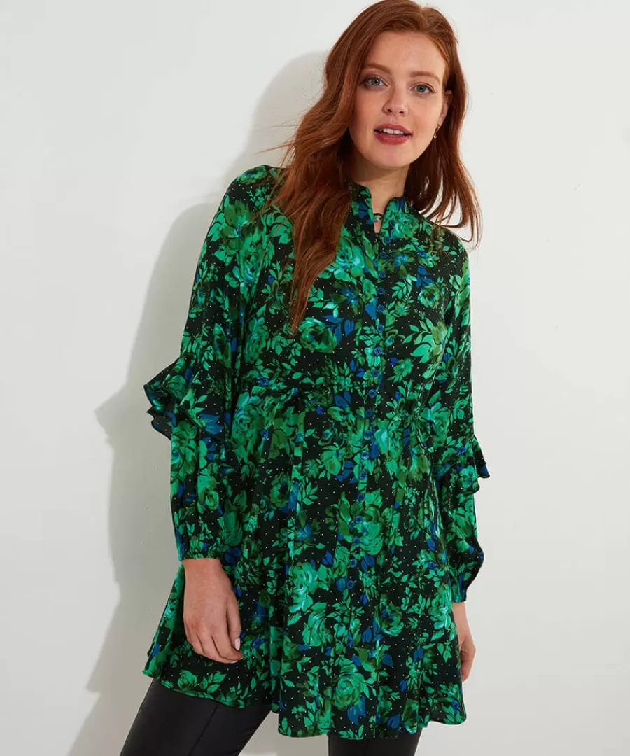 Outlet Joe Browns Winter Florals Tunic Dress Green