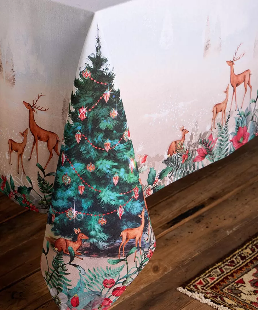 Online Joe Browns Wondrous Woodland Christmas Table Cloth Cream