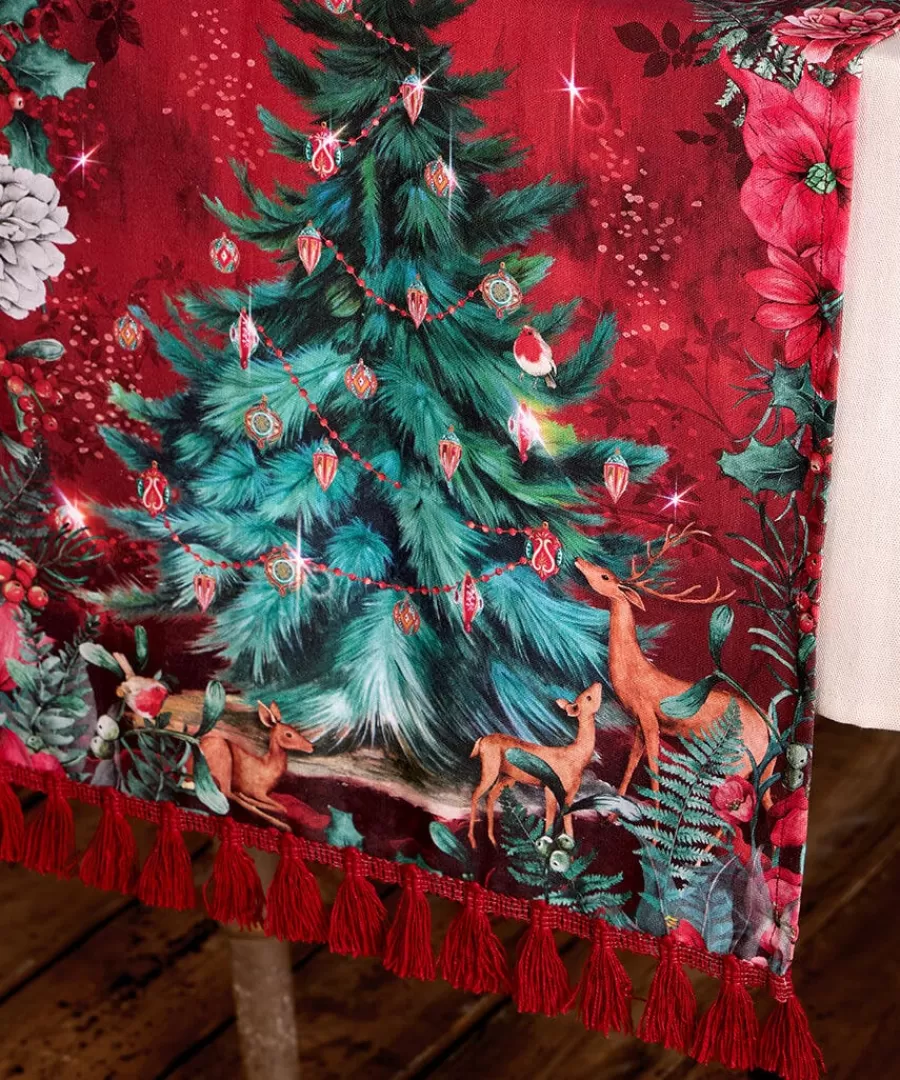 Store Joe Browns Wondrous Woodland Christmas Table Runner Red