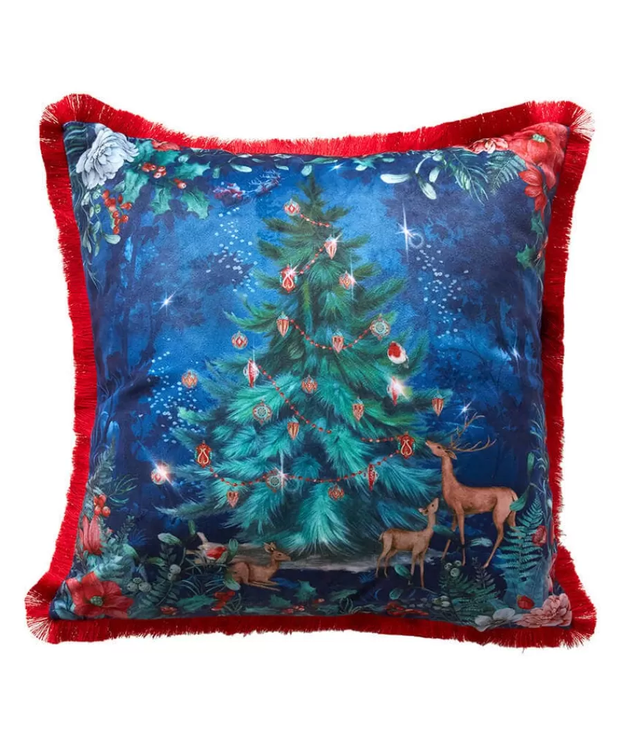 New Joe Browns Wondrous Woodland Festive Cushion Blue