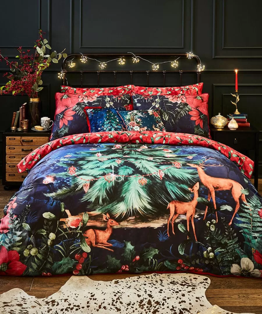 Store Joe Browns Wondrous Woodland Festive Reversible Duvet Set Blue