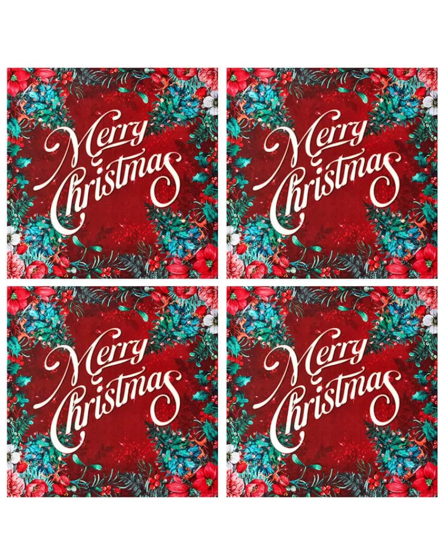 Shop Joe Browns Wondrous Woodland Pack Of 4 Christmas Cotton Napkins Red