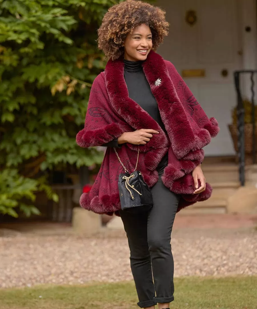 Cheap Joe Browns Wrapped In Elegance Faux Fur Wrap Red